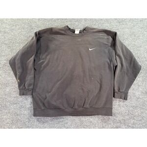 Nike Sweatshirt Mens XL Black Vintage 90s Made in USA Embroidered Swoosh Faded